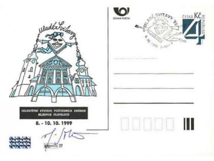 Sobota, podpis na dopisnici PP 189 z roku 1999