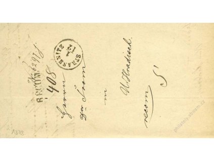 Strassnitz + RECOM, skládaný dopis z roku 1878