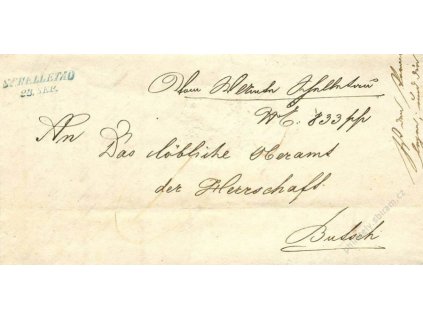 Schelletau, modré razítko, dopis z roku 1848