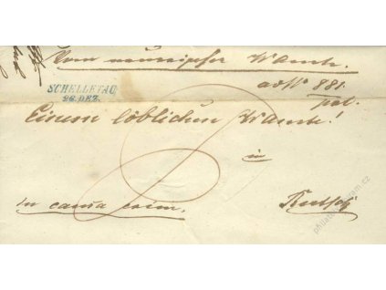Schelletau, modré razítko, dopis z roku 1843