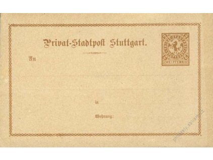 Stuttgart, dopisnice 2Pf, neprošlá, cca 1890, dv
