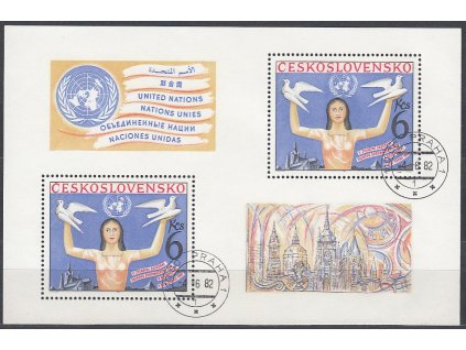 1982, aršík 6Kčs OSN, Nr.A2541, razítkované, denní razítko