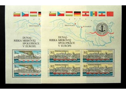 1982, 3 a 3.60Kčs aršíky Dunaj, Nr.A2553-4, **