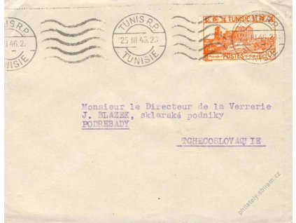 Tunis, 1946, DR Tunis, dopis zasl. do ČSR