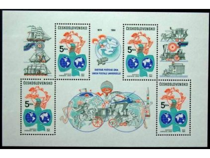 1984, 5Kčs aršík Výročí UPU, Nr.A2652, **