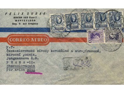 Uruguay, 1947, DR Montevideo, R-let. dopis