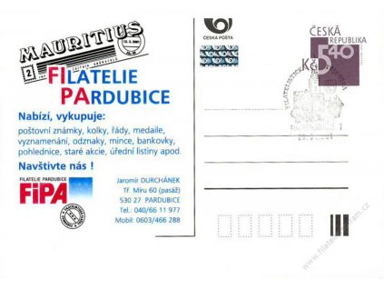 2001, Mauritius, Filatelie Pardubice, PR 26.3.01