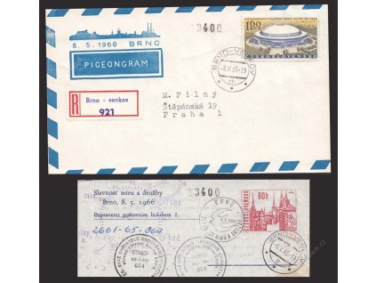 CHP 2 Pigeongram + R-obálka, prošlé v Brně, skvrnka
