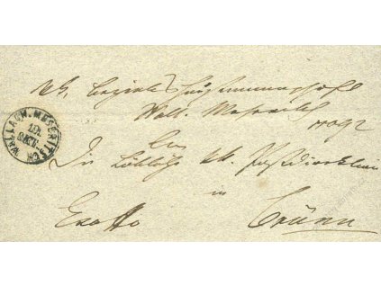 Wallach. Meseritsch, skládaný dopis z roku 1851