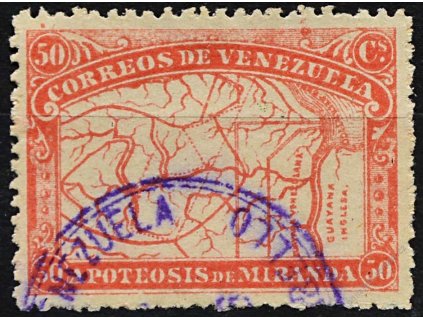 Venezuela, 1896, 50C Mapa, MiNr.51, razítkované