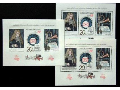 1986, 20Kčs 3 aršíky Výročí FIP, Nr.A2747A,B,C, **