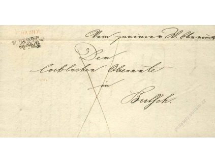 Znaim + červené Franco, dopis z roku 1846