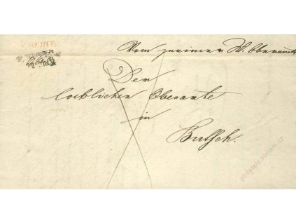 Znaim + červené Franco, dopis z roku 1846