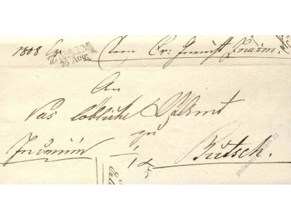 Znaim, skládaný dopis z roku 1843