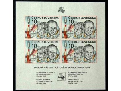 1987, 10Kčs nezoubkovaný aršík Interkosmos, Nr.A2817A, **