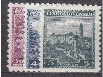1932, 3.50-5Kč Hrady, série, Nr.265-7, * po nálepce