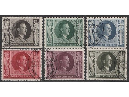 1943, 3-40Pf série, MiNr.844-49, razítkované