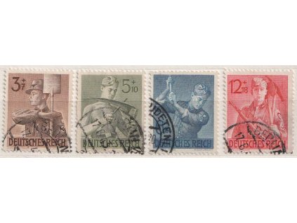 1943, 3-12Pf série, MiNr.850-53, razítkované