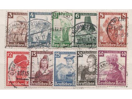 1935, 3-40Pf série, MiNr.588-97, razítkované