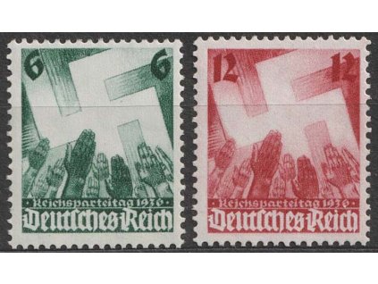 1936, 6-12Pf série, MiNr.632-33, * po nálepce