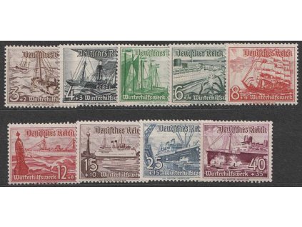 1937, 3-40Pf série, MiNr.651-59, * po nálepce