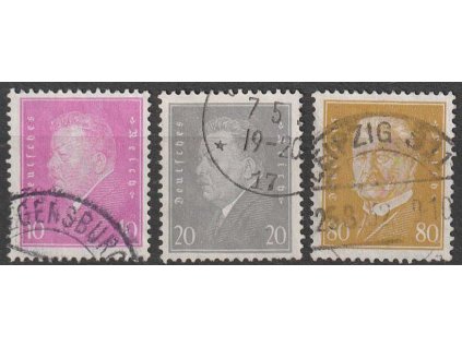 1930, 10-80Pf série, MiNr.435-37, razítkované