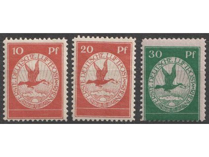 1912, 10-30Pf letecká série, MiNr.I,II,III, **