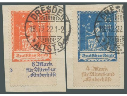 1922, 6-12M série, výstřižky, 12M posun textu, MiNr.233-34