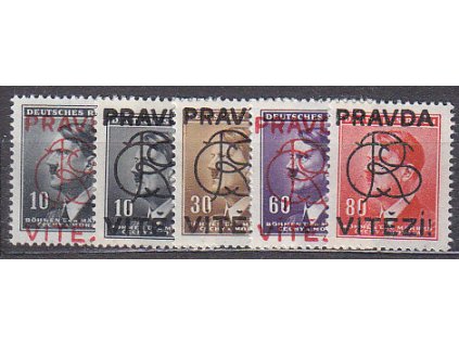 10-80h Hitler, 5 hodnot s přetiskem PRAVDA VÍTĚZÍ, **