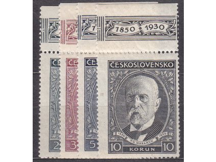 1930, 2-10Kč série TGM, horní okraje, Nr.261-4, * po nálepce