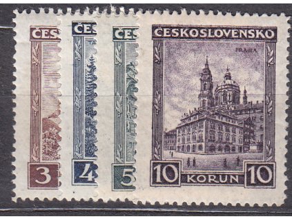 1929, 3-10Kč série Města, série, Nr.254-7, * po nálepce