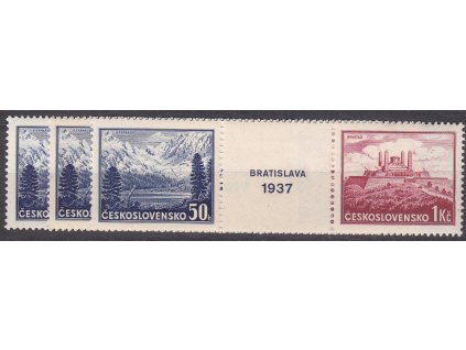 1937, meziarší z aršíku Bratislava, 3 ks, typ I,II,III, Nr.S329-30, **