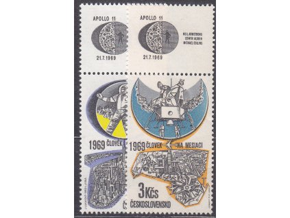 1969, 60h-3Kčs Letecké, horní kupony, Nr.L72-3, **