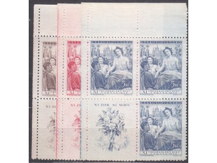 1948, 1.50-5Kčs Všesokolský slet, VK-3 ve 4bloku, Nr.467-69, **