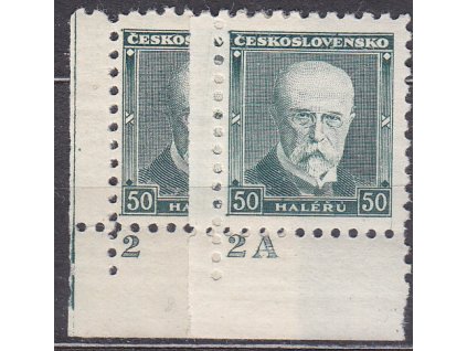 50h zelená, 2 roh. kusy s DČ 2/2A, Nr.258, * po nálepce, ilustrační foto