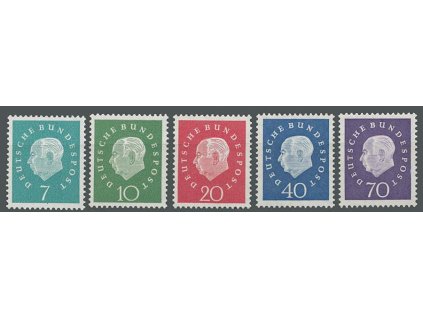 1959, 7-70Pf série Heuss, MiNr.302-6, **