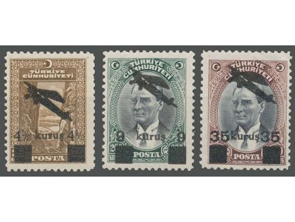 1937, 4 1/2-35K letecká přetisková série, MiNr.1016-18, **