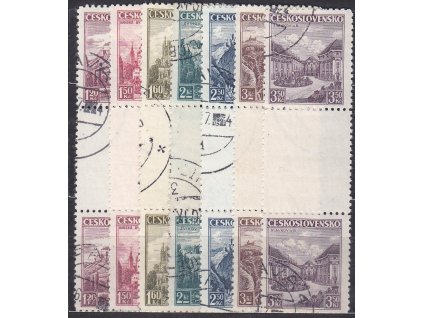 1936, 1.20-3.50Kč trhaná meziarší, Nr.304-10Ms, razítkované, ilustrační foto