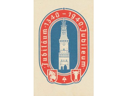 1940, Pardubice, Jubileum, propagační pohlednice, neprošlé