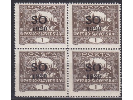 1h hnědá, Řz.13 3/4, 4blok, Nr.SO1B, **/*, ilustrační foto