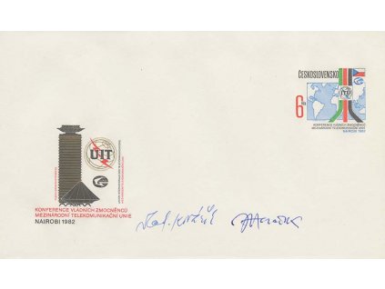Herčík, Kovařík, podpisy na celinové obálce z roku 1982