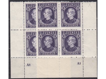 1.30Ks Hlinka, L+P roh. 4blok s DČ, Nr.33, **, ilustrační foto