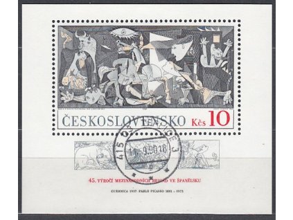 1981, 10Kčs aršík Guernica, Nr.A2496, razítkované, denní razítko