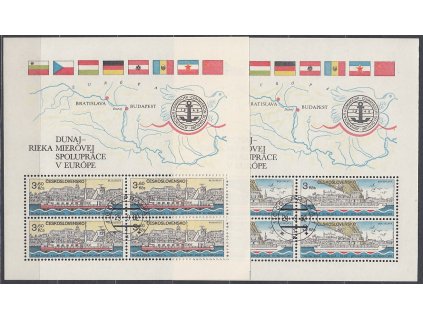 1982, 3 a 3.60Kčs aršíky Dunaj, Nr.A2553-4, razítkované, denní razítko