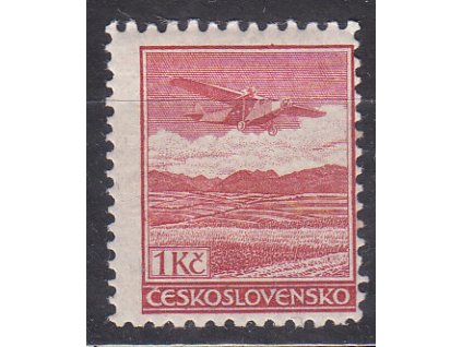 1Kč červená, Řz.12 1/4:13 3/4, Nr.L8B, * po nálepce, ilustrační foto