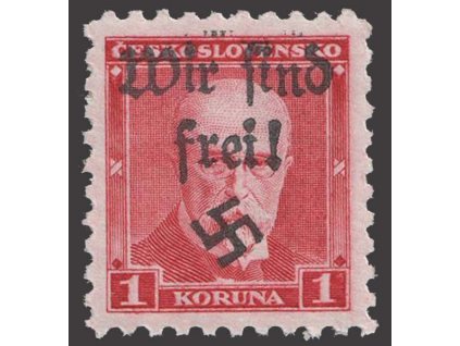 1Kč Masaryk, přetisk Wir sind frei!, **