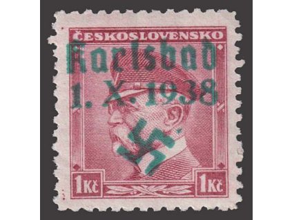 1Kč Masaryk, přetisk Karlsbad, **