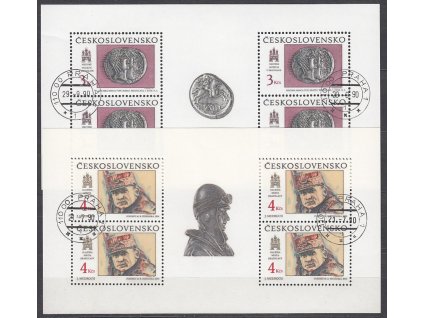 1990, 3-4Kčs aršíky Bratislavské motivy, A2951-2, razítkované, denní razítko