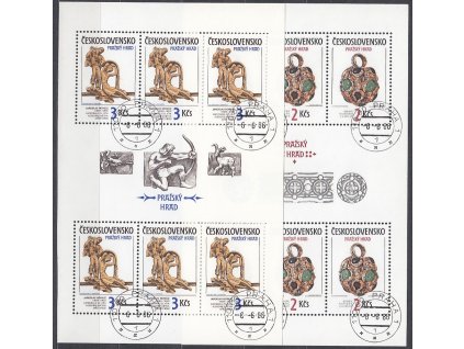 1986, 2-3Kčs aršíky Pražský hrad, Nr.A2748-9, razítkované, denní razítko