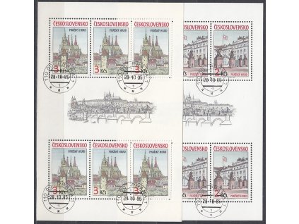 1985, 2-3Kčs aršíky Pražský hrad, Nr.A2717-8, razítkované, denní razítko
